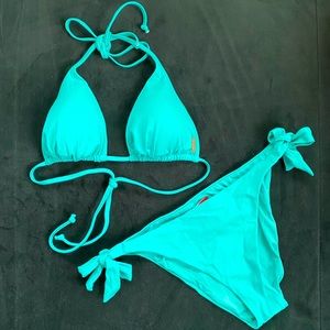 Yamamay turquoise triangle tie bikini EUC